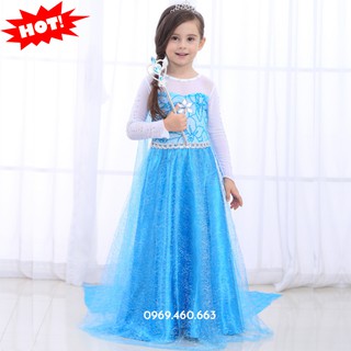 Đầm Elsa Dài Chạm đất + Tà Dài Cho bé