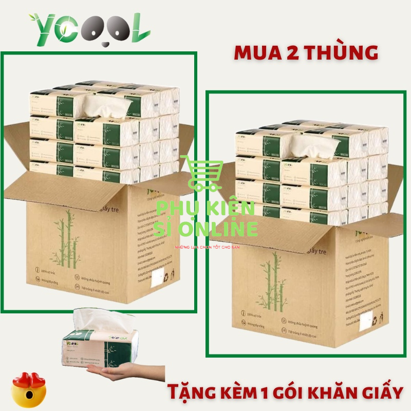 [TẶNG NGAY 1 GÓI YCOOL] Combo 2 thùng/60 gói/300 tờ/ 4 lớp giấy ăn Gấu Trúc YCOOL hàng CTy Store4girls