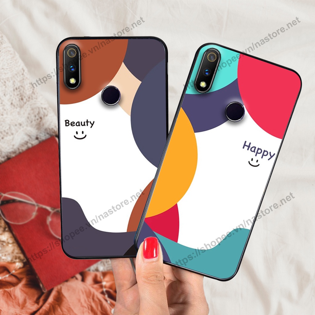 Ốp lưng Realme 3 / Realme 3 Pro mặt cười, họa tiết caro đơn giản đẹp cute