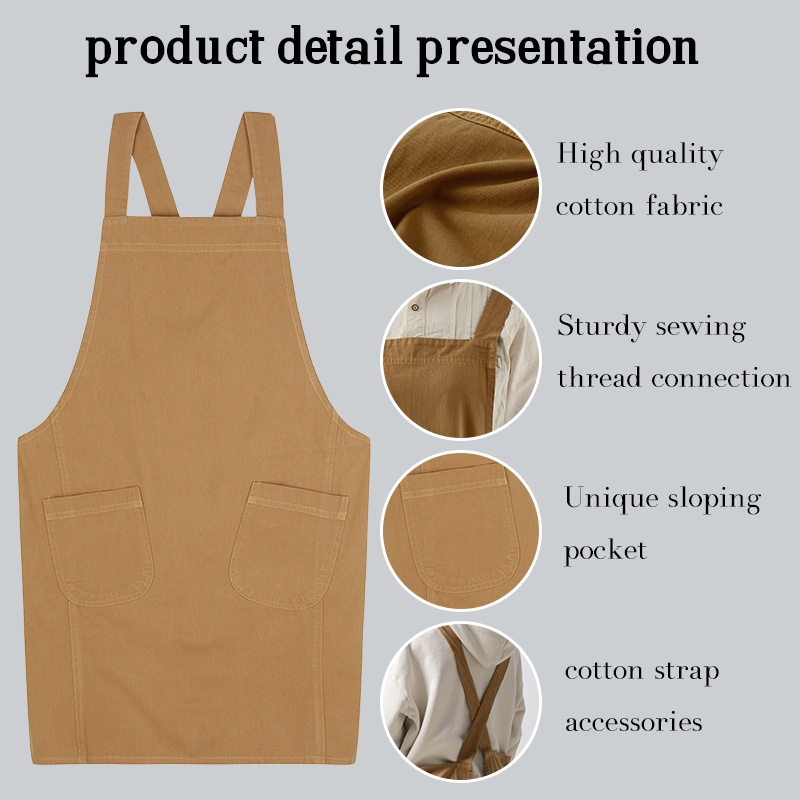 Tạp Dề Vải cotton canvas Kiểu Nhật Hàn Xinh Xắn Cho Quán Cà Phê
