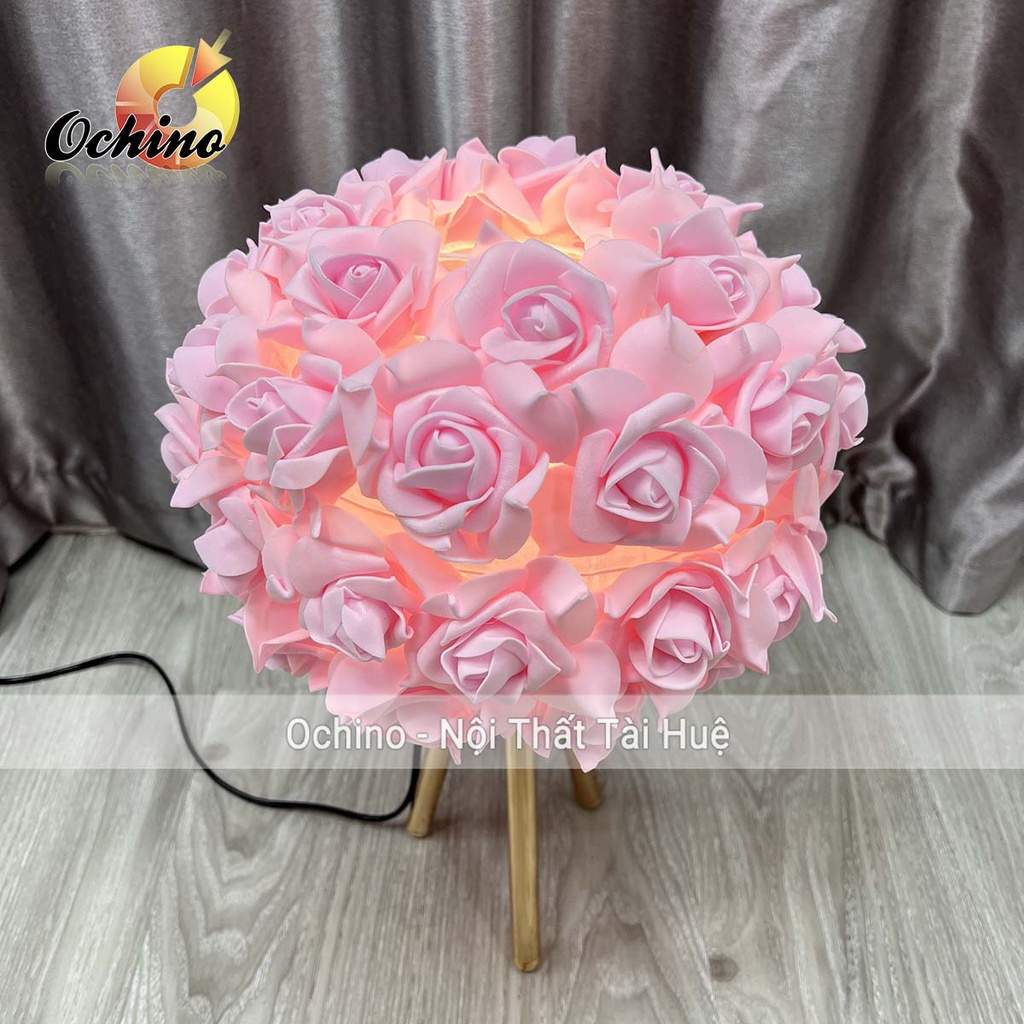 Đèn Ngủ Để Bàn Hình Hoa Hồng Loại Cao Cấp Ba Chân Vàng Sang Chảnh Để Trang Trí Phòng Ngủ (Hàng Có Sẵn)