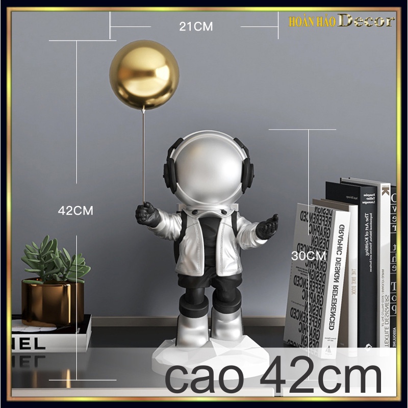 Tượng mô hình phi hành gia cầm bóng trang trí để bàn siêu hot,tượng trang trí để bàn,quà tặng độc đáo và thời thượng