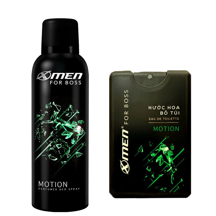 Combo Nước Hoa Bỏ Túi XMen Motion 18ml - Xịt Khử Mùi X-Men For Boss Motion 150ml