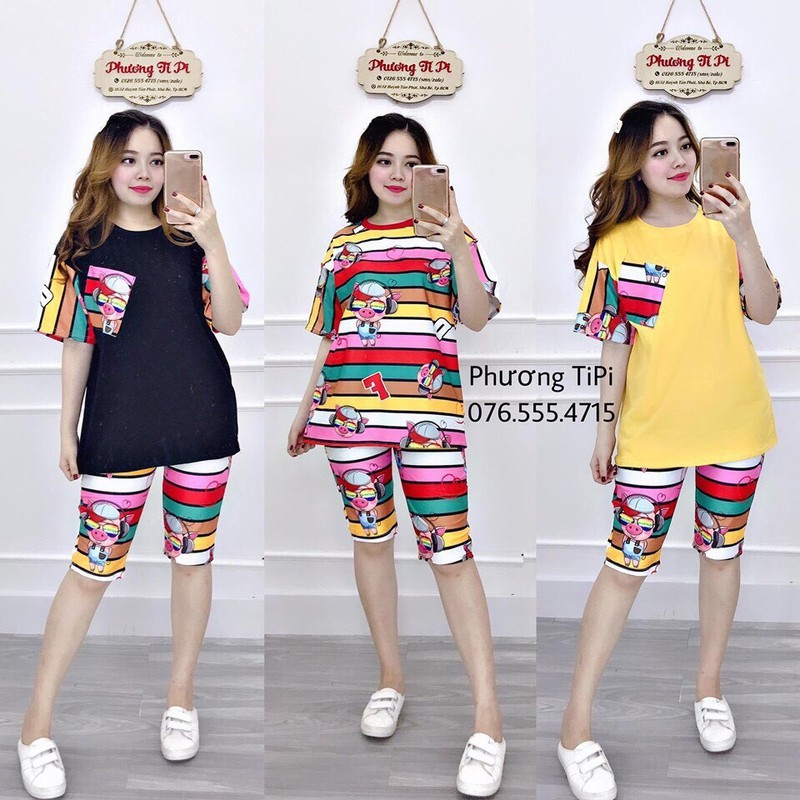 Đồ bộ nữ mặc nhà bộ ngủ ngắn tay dễ thương chất cotton mềm min 3 màu
