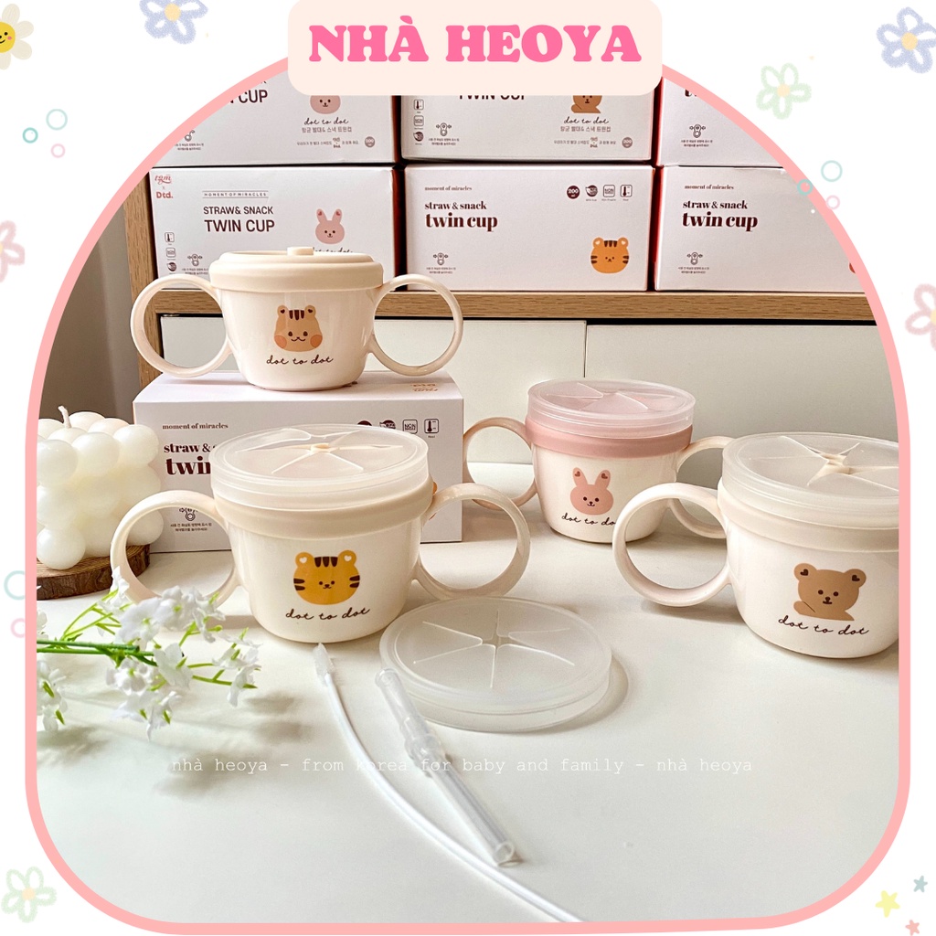 CỐC TẬP UỐNG KÈM NẮP SNACK CHO BÉ STRAW & SNACK CUP DOTTODOT x TGM