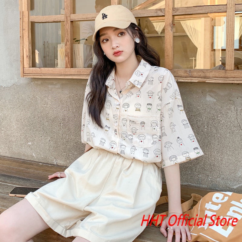 Áo Sơ Mi Nữ Ngắn Tay Dáng Rộng Kiểu Hàn Quốc Trẻ Trung