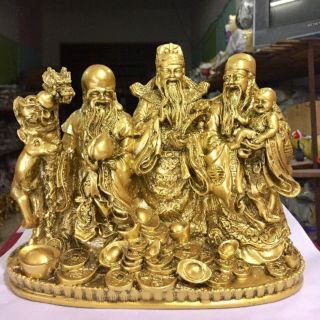 Tượng đá thờ cúng phúc lộc thọ chùm màu đồng