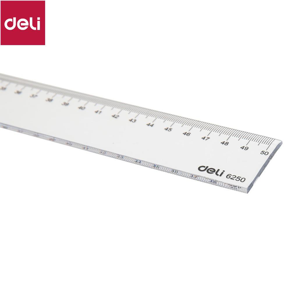 Thước kẻ nhựa 50cm Deli, trong suốt - 1 chiếc - E6250