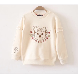 Áo nỉ da cá Teenie Weenie màu kem hình gấu đeo nơ size 105 - 150