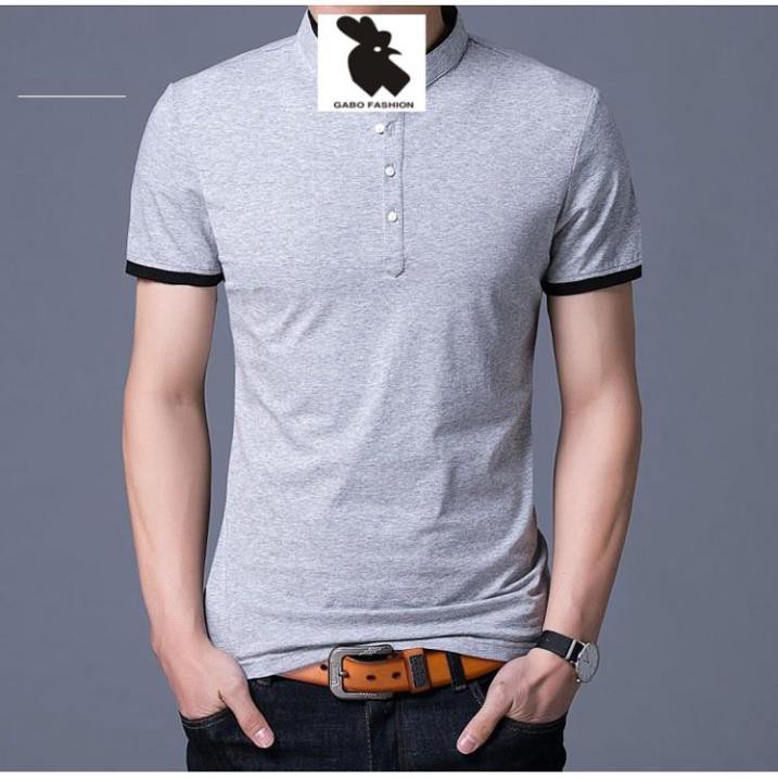 Áo thun nam cổ trụ thời trang phong cách Hàn Quốc Bhth - Xám