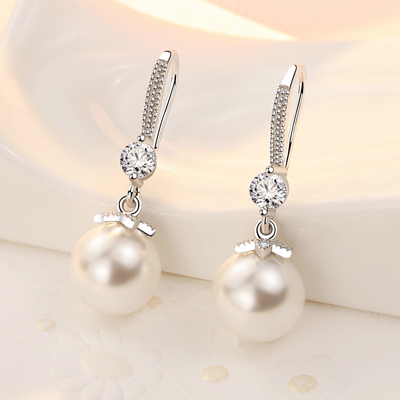 Bông Tai Mạ Bạc 925 Hình Vỏ Sò Đính Ngọc Trai Phong Cách Bohemian