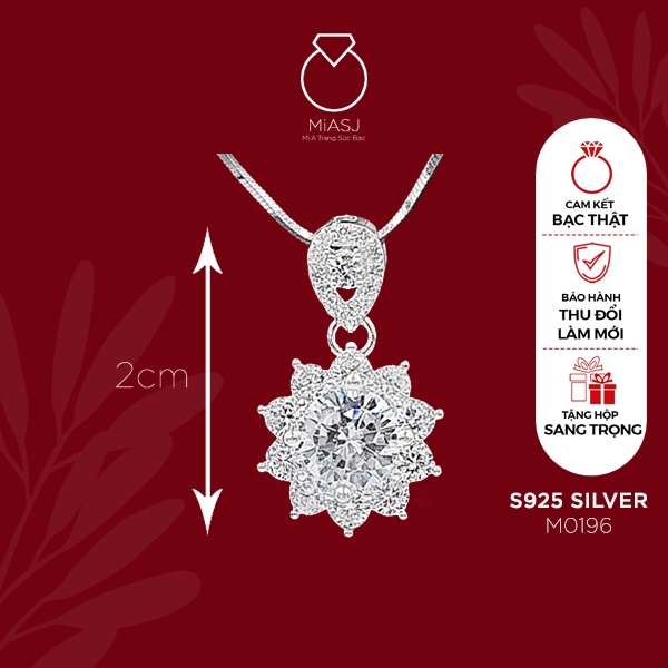Mặt dây chuyền nữ Bạc Ý S925 MiASJ đính đá Cz nhiều kiểu dáng kích thước da dạng M5