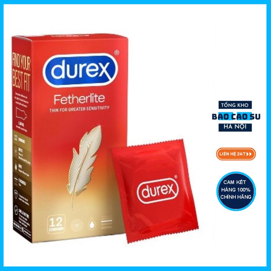 Bao Cao Su Durex Fetherlite CHÍNH HÃNG SIÊU Mỏng chống xuất tinh sớm, thêm chất bôi trơn hộp 12 bao chính hãng