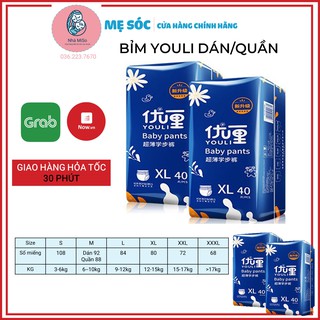 (video test SP thực tế)Combo 2 Thùng Bỉm Youli Dán/Quần Nội Địa Trung Giá Tốt Đủ Size S112/M96/M88/L84/XL80/XXL72/XXXL68