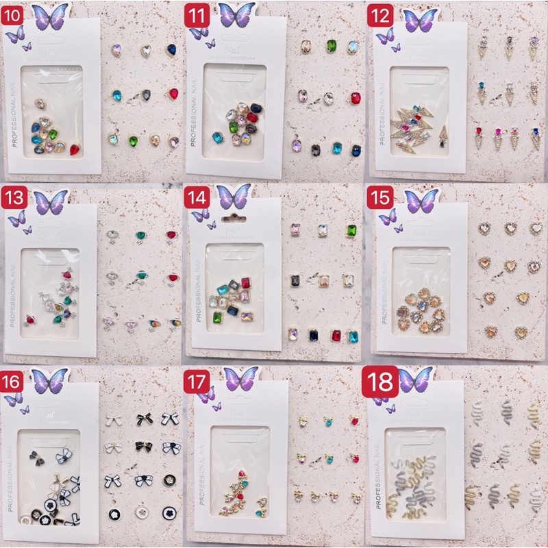 phụ kiện charm đá khối các mẫu gắn móng tay nail