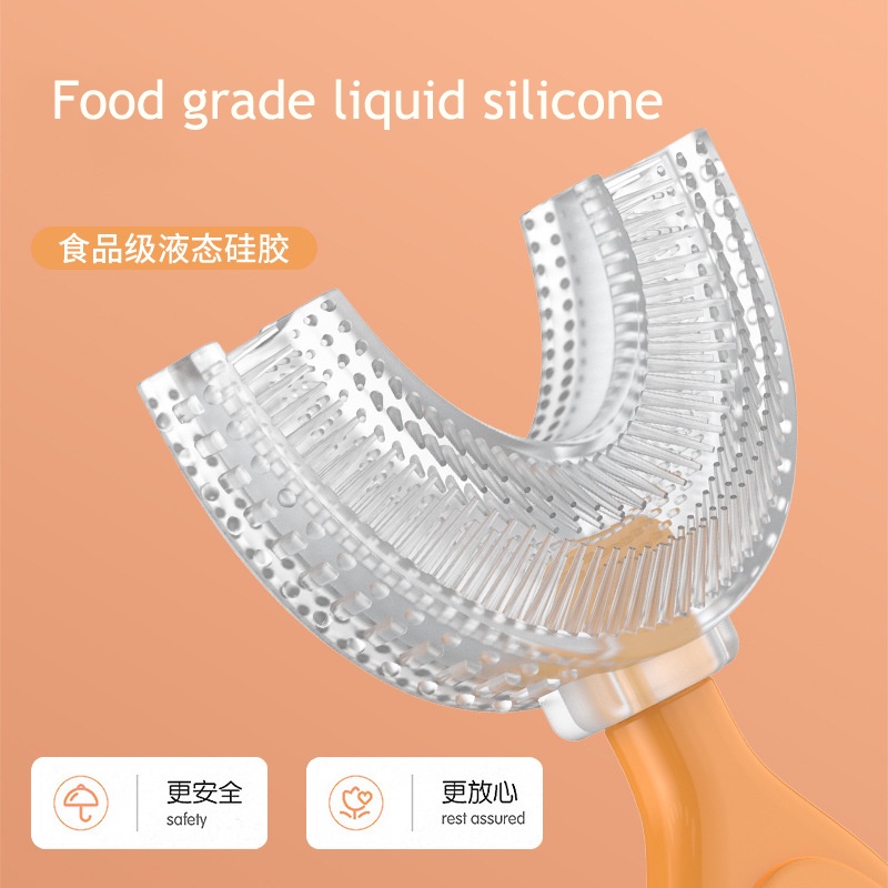 Bàn Chải Đánh Răng Silicone Hình Chữ U Cho Bé 2-12 Tuổi