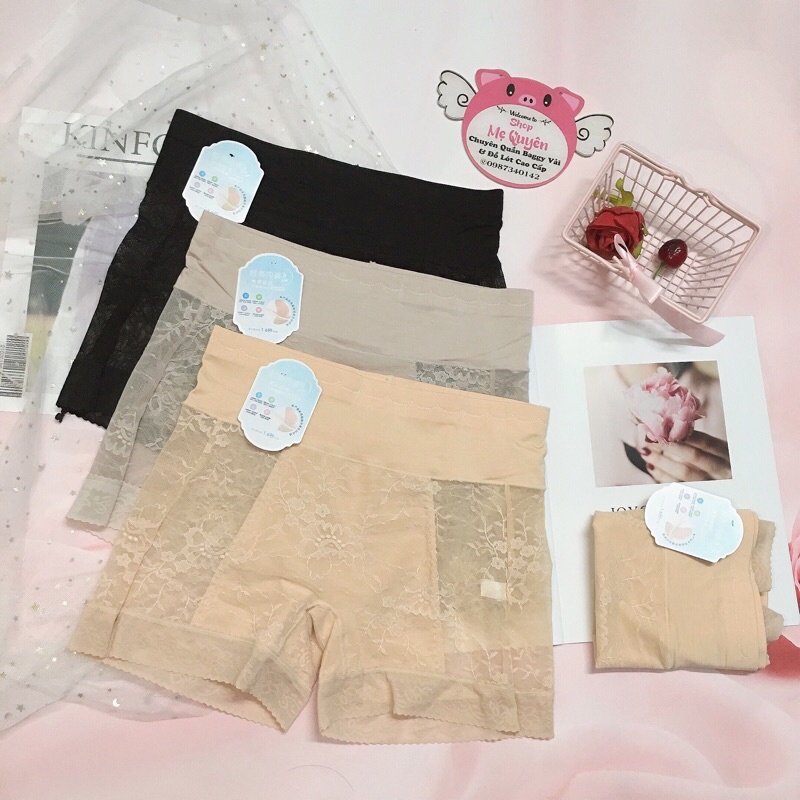 Quần lót nữ dáng đùi cotton phối ren sexy, cạp cao gen mỡ bụng dưới- nâng mông căng tròn cho nàng tự tin diện đồ body