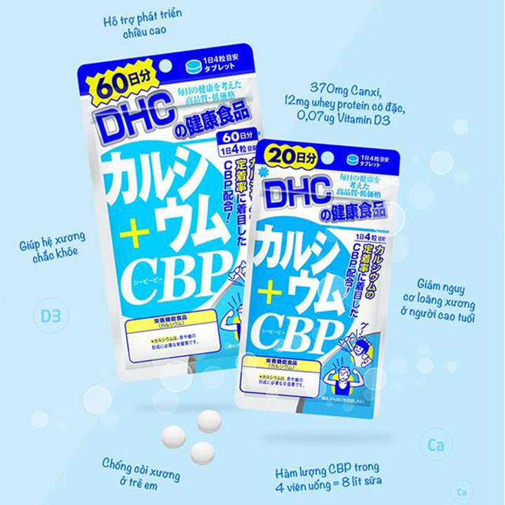 Viên Uống Bổ Sung Canxi Tăng Chiều Cao, Săn Chắc Xương DHC Calcium + CBP 360 Viên