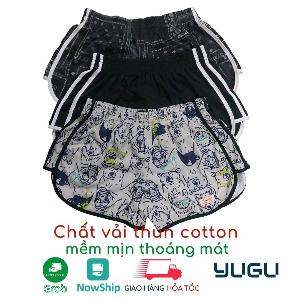 Quần đùi nữ mặc nhà, quần short thể thao 3 sọc thun cotton co dãn, thoáng mát phù hợp mặc nhà, đi dạo, tập gym 40kg-80kg