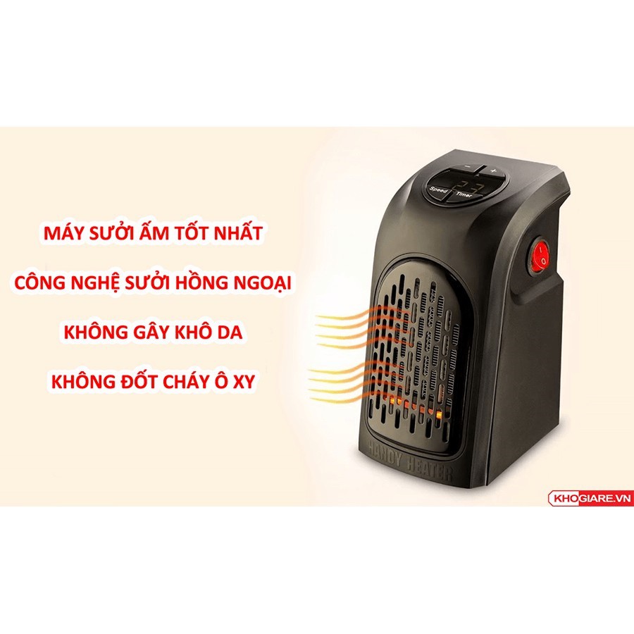 [Tặng Bọt Biển Tắm] Quạt sưởi mimi, máy sưởi mini ấm tiết kiệm điện Handy Heater có hẹn giờ, cắm điện trực tiếp