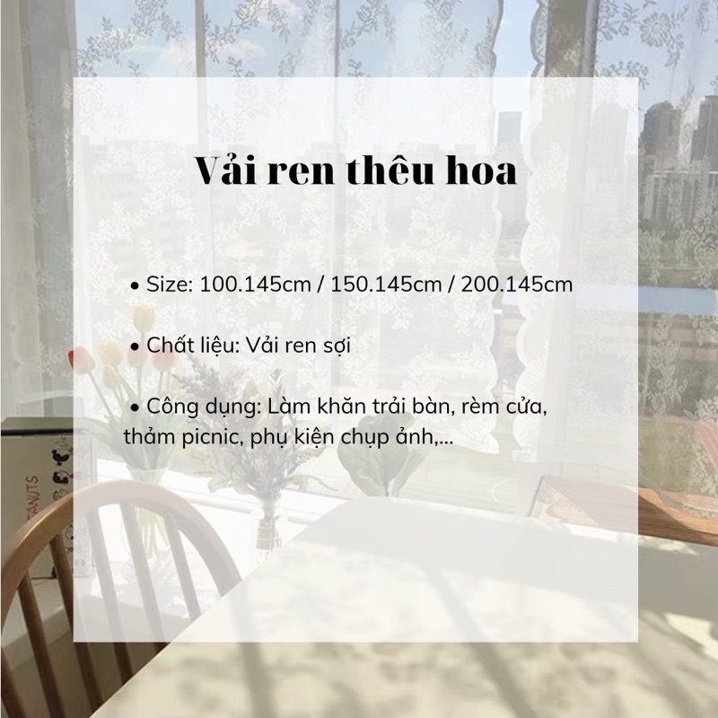 Thảm ren thêu hoa picnic chụp ảnh, vải nền trang trí, vải ren rèm cửa sổ Hàn Quốc - Décor nhà Sò