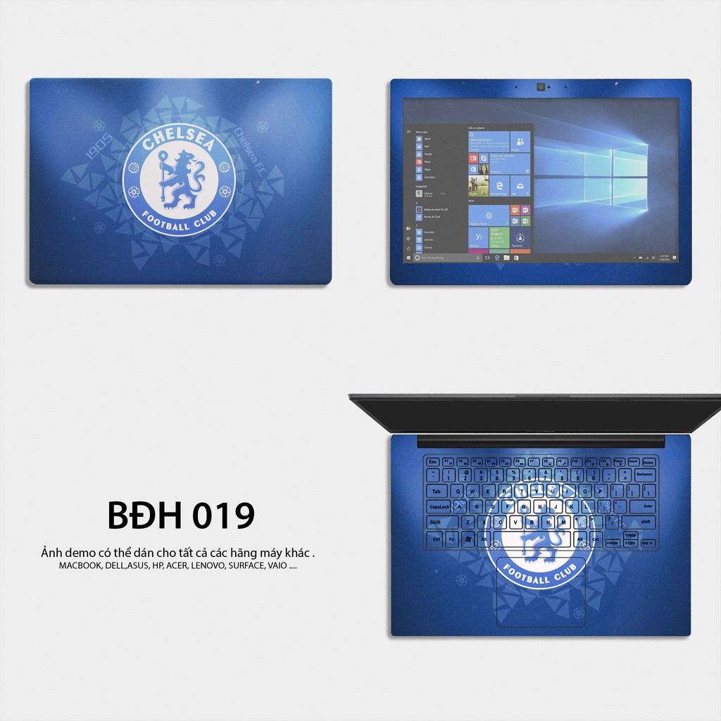 Bộ skin dán laptop mẫu Logo Chelsea / Có mẫu decal dán cho tất cả các hãng máy tính