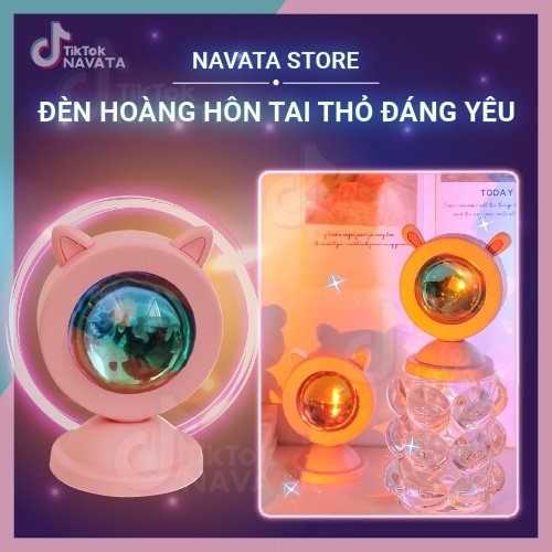 Đèn hoàng hôn, đèn sunset rose 16 màu có điều khiển tạo hình tai thỏ