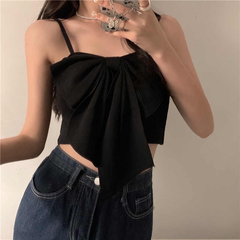 Áo Sát Nách Dệt Kim Phối Nơ Thiết Kế Ôm Sát Tôn Dáng | BigBuy360 - bigbuy360.vn