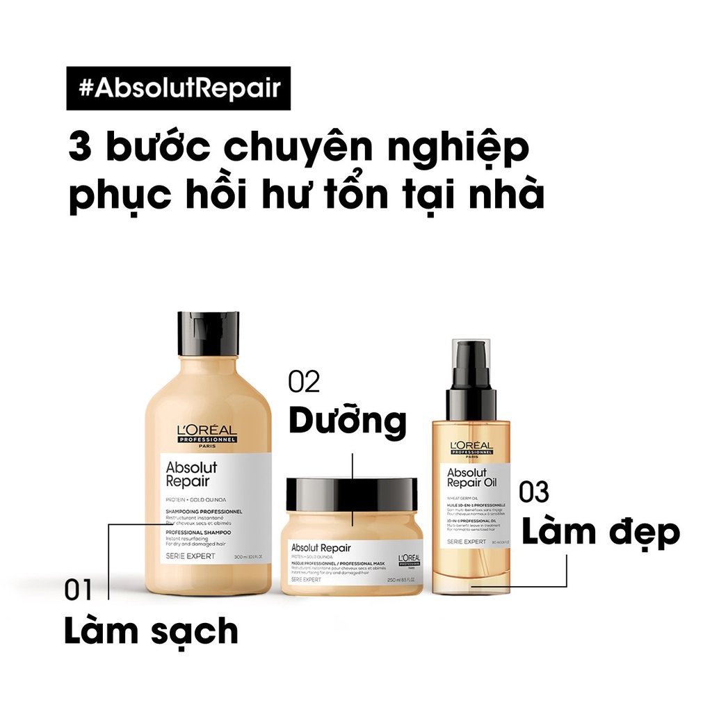 Dầu Gội xả L'oreal absolut repair chăm sóc tóc hư tổn 1500ml - 750ml