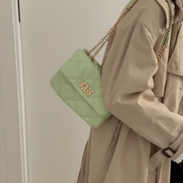 Faya - Túi xách chần ô khóa xoay da mềm sang trọng T1140