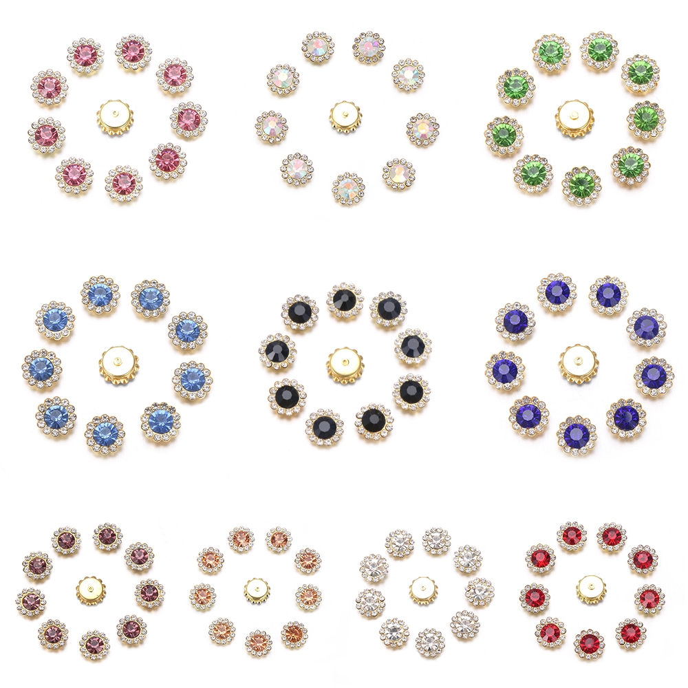 Set 10 Phụ Kiện Trang Trí Mũ Hình Bông Hoa Lấp Lánh Bằng Thép