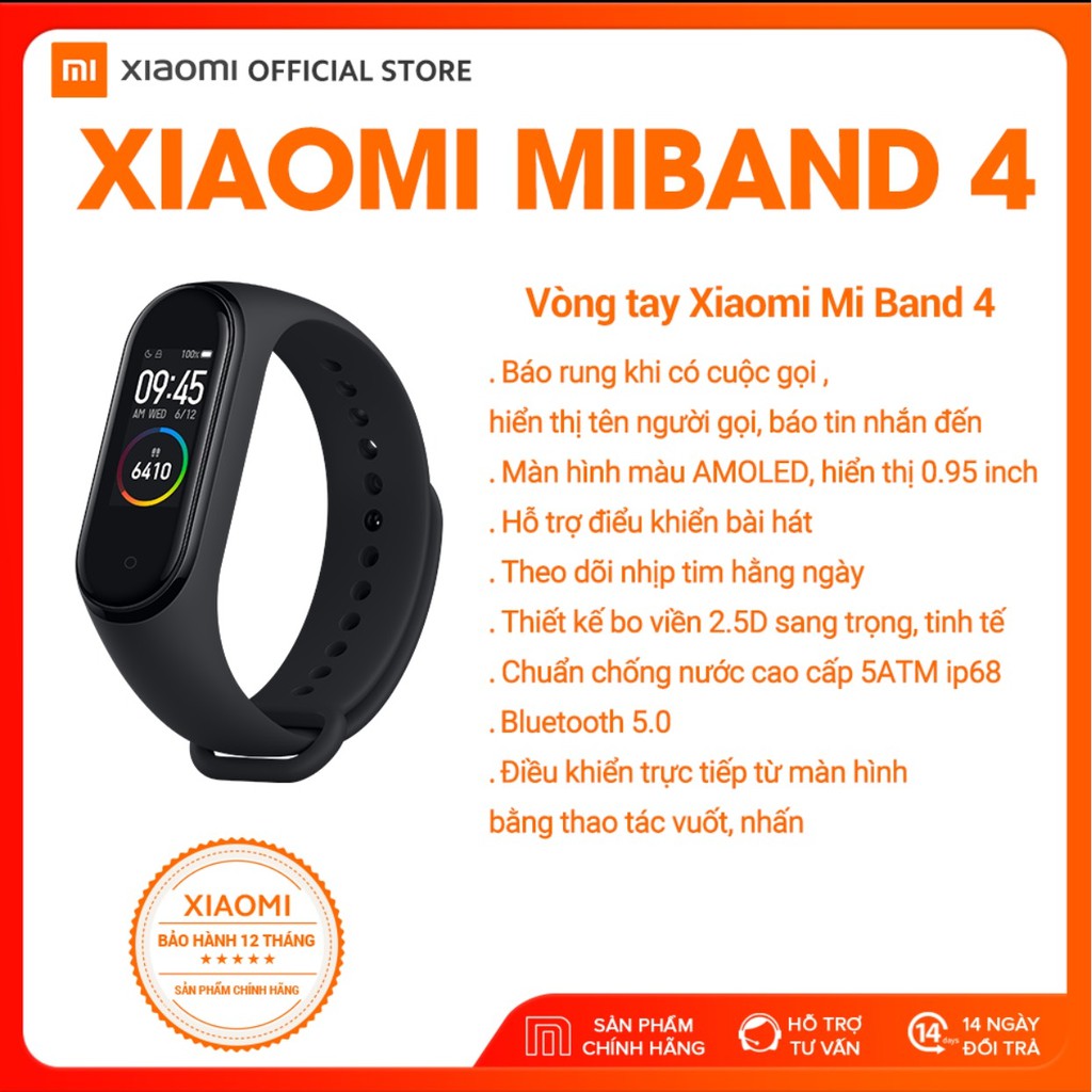 Miband 4 - Xiaomi Miband 4 - Vòng Tay Thông Minh Xiaomi Mi Band 4 (Global Version) - Hàng Chính hãng - Bảo hành 12 tháng