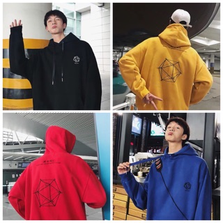 áo hoodie vải nỉ lót bông dày dặn thêu hình khối