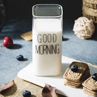 ✿Oasis✿ Letter Juice Cup Creative Square Glass Cup Square Milk Cup 250ml/370ml