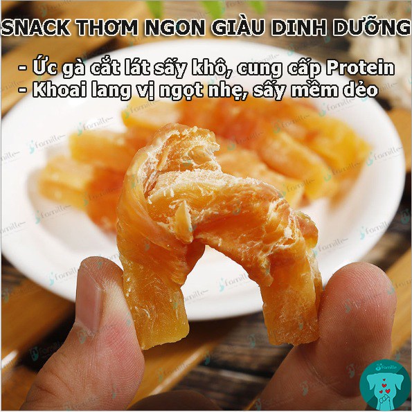 [DẺO-NGON]Bánh Thưởng Cho Thú Cưng JFamille, Gà Cuộn Khoai Lang Sấy Dẻo, Snack Thơm Ngon. Gói 100Gr - JF92