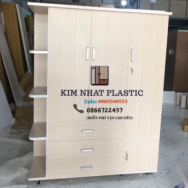 Tủ quần áo nhựa Đài Loan có kệ trang trí freeship