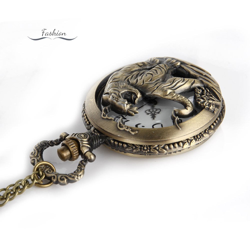 VN (Hàng Mới Về) Đồng Hồ Quả Quýt Bỏ Túi Khắc Hình Con Hổ Phong Cách Trung Hoa Cổ Điển