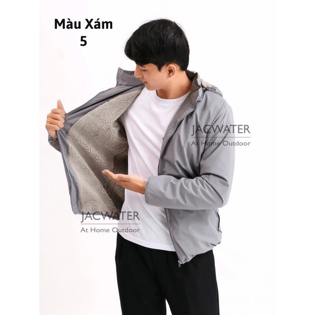Áo Gió Lót Lông Cừu Vải Format Tráng Bạc
