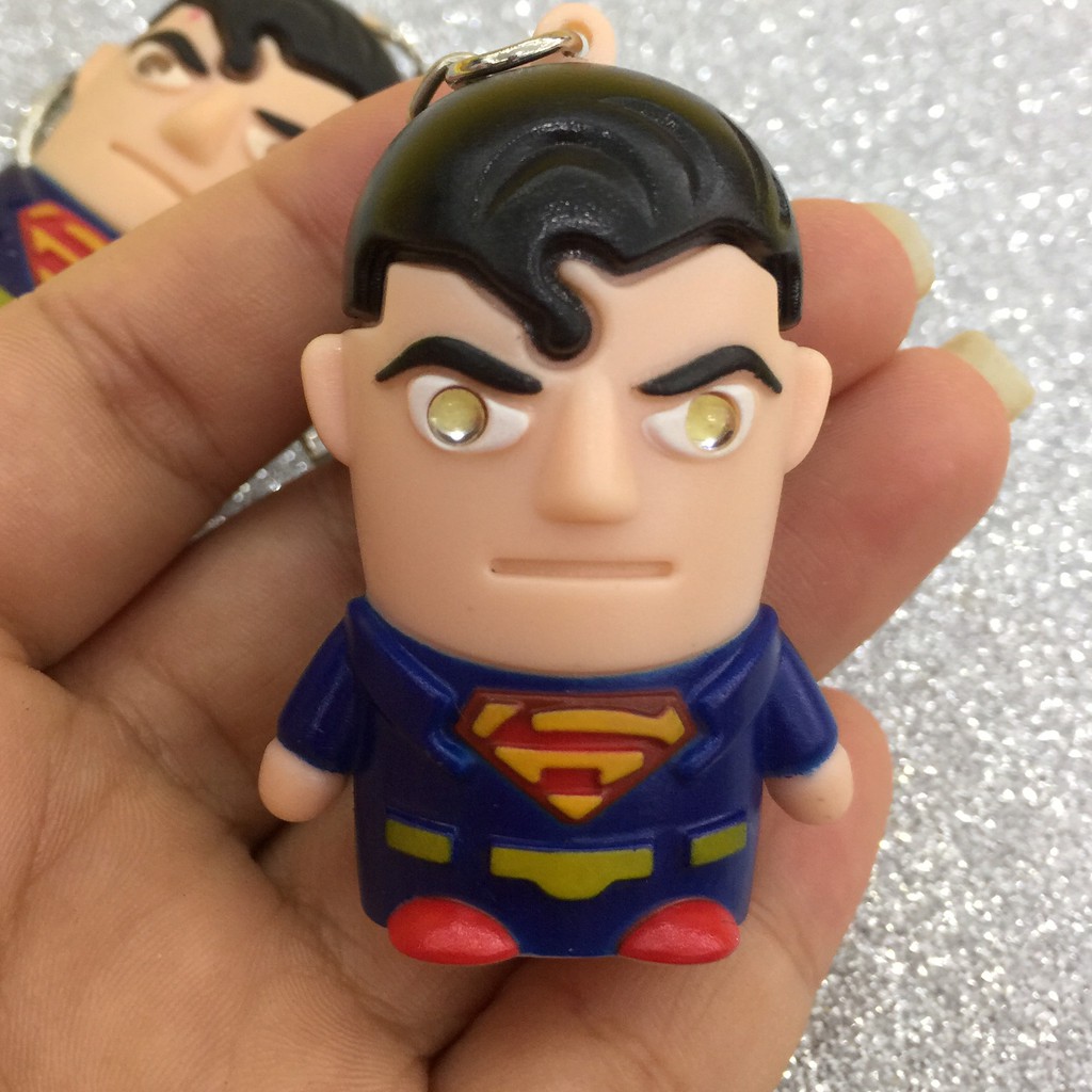 Móc khóa Superman đèn Led phát sáng có âm thanh độc đáo-Móc khóa siêu nhân xanh đèn Led ngộ nghĩnh