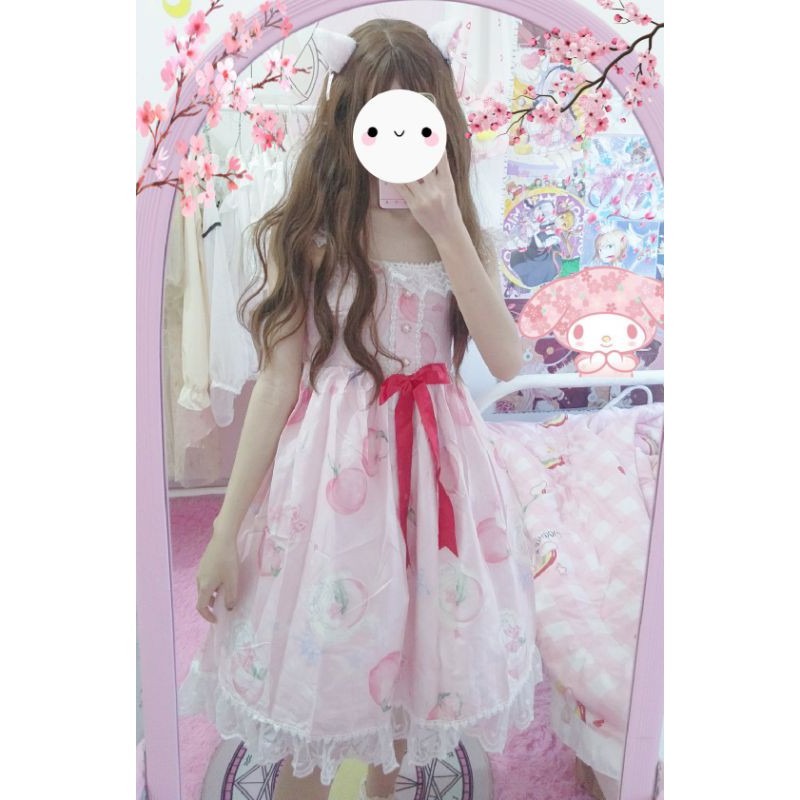 Đầm họa tiết quả đào cute