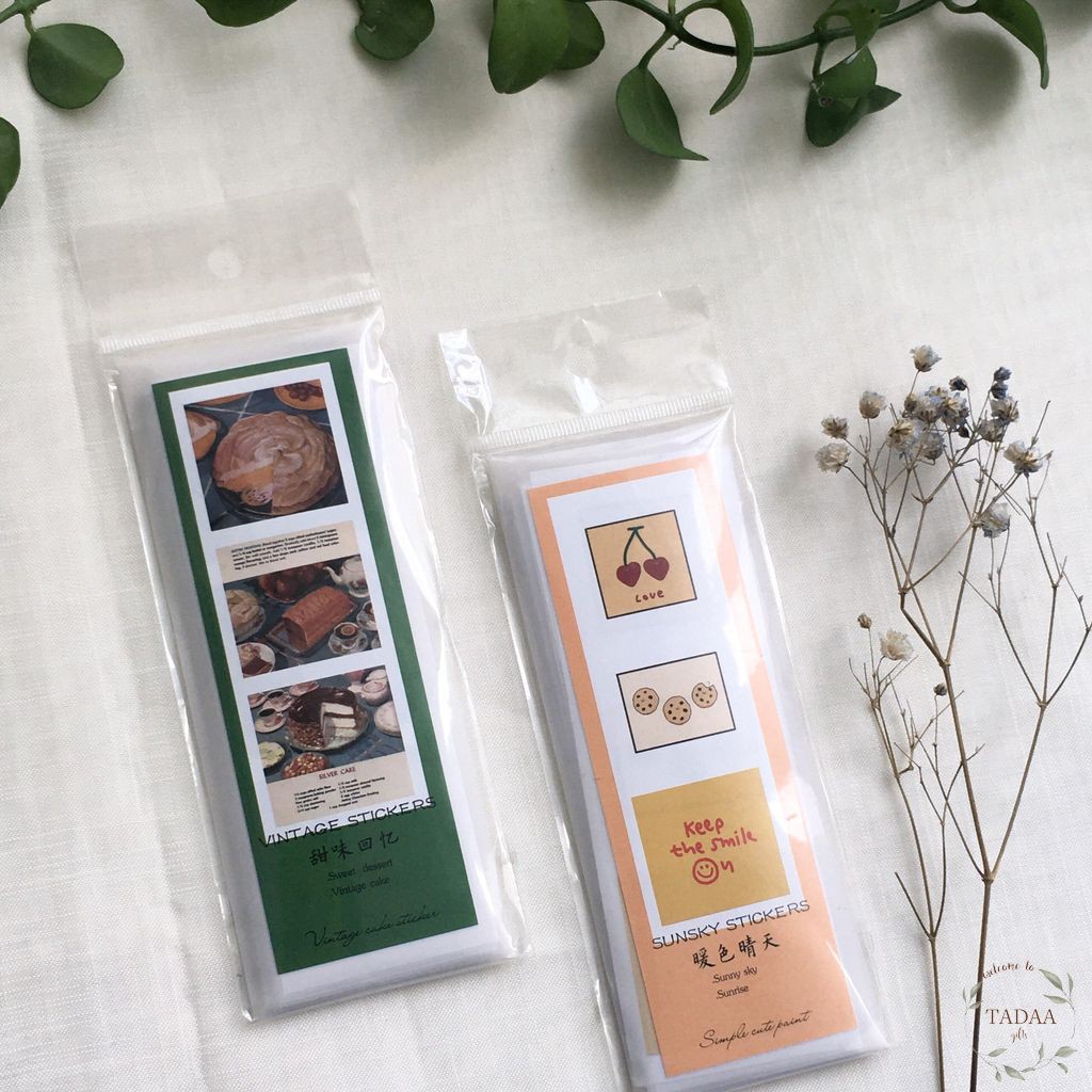 Set 20 sticker tranh vẽ bánh retro , tranh cartoon dùng để trang trí bullet journal