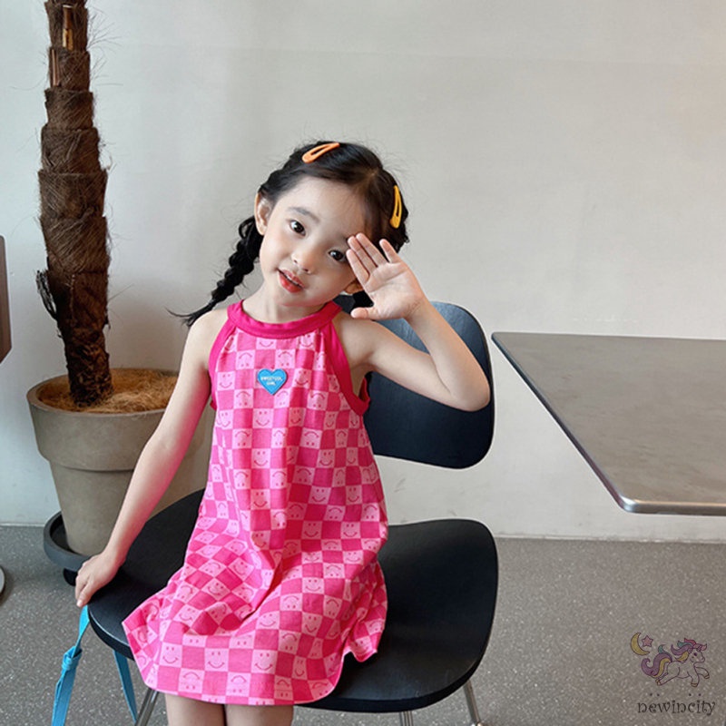 Đầm Sát Nách Đi Biển Phong Cách Hàn Quốc Cho Bé Gái