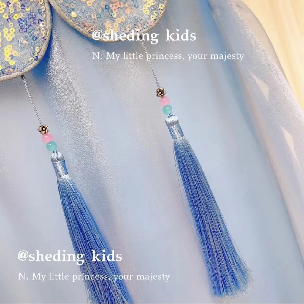 Đầm Sườn Xám Không Tay Phối Tua Rua Thời Trang Mùa Hè Dành Cho Bé Gái