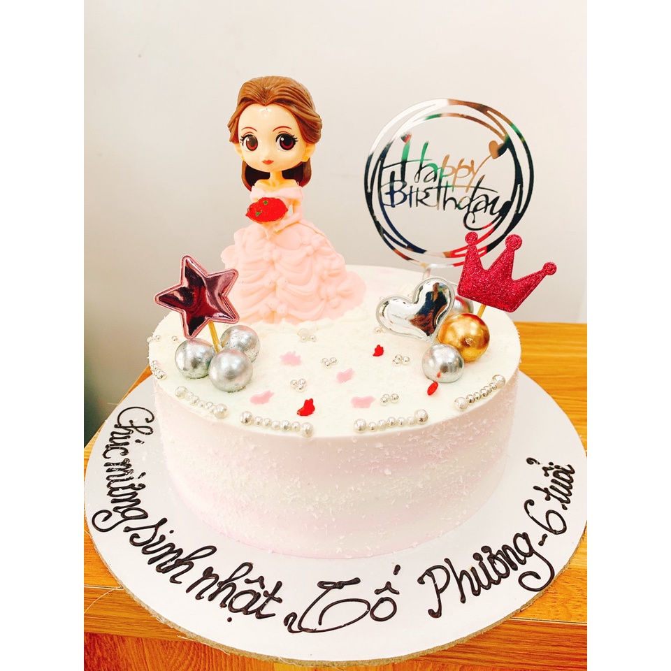 Bánh sinh nhật bé gái công chúa Elsa, công chúa hồng, vương miện, Bạch tuyết, giao hàng luôn, ship nhanh, bánh ngon sẵn