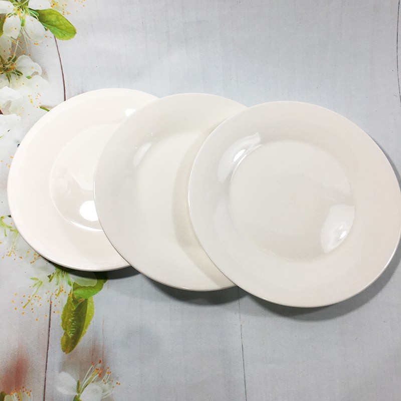 Đĩa sứ tròn trắng trơn đường kính 19cm bày đồ ăn sạch đẹp