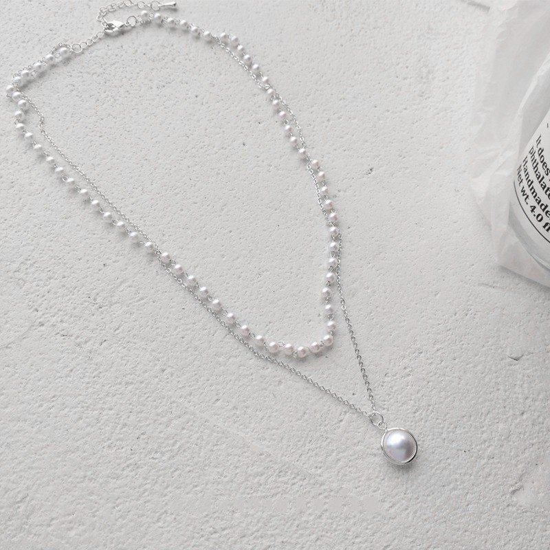 Vòng cổ Hai Lớp Đính Ngọc Trai Thời Trang Dành Cho Nữ