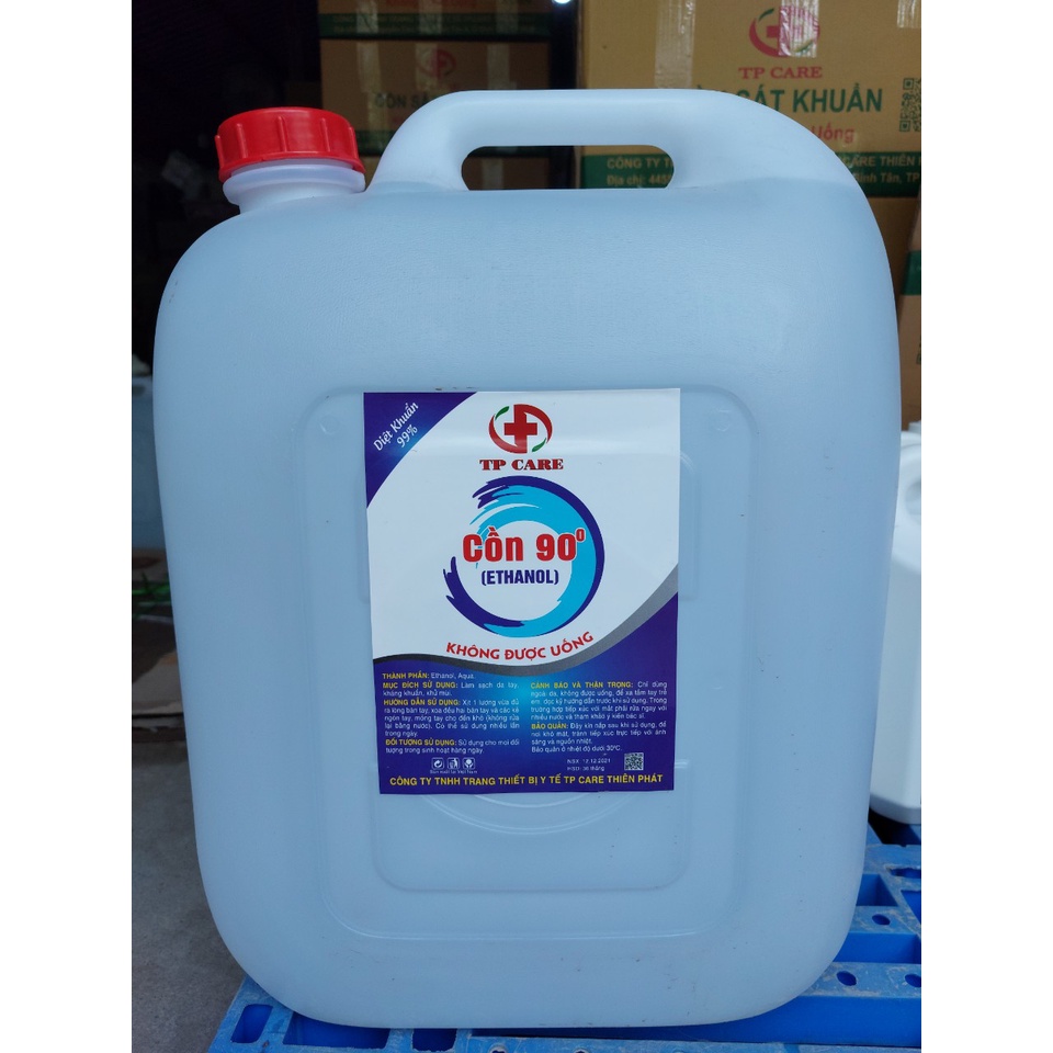 Cồn Y Tế Sát Khuẩn Can 30 Lít TP Care 90 Độ, 70 Độ Hương Cồn tự Nhiên Chanh Sả. Dùng Rửa Tay, Khử Khuẩn