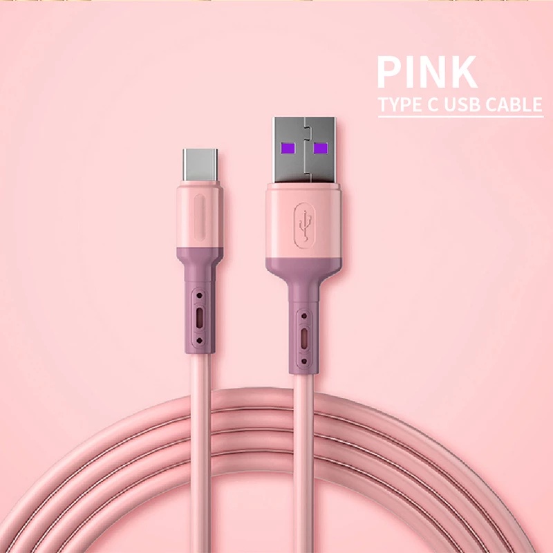 Dây Cáp Sạc Nhanh USB Loại C Bằng Silicone Mềm Dành Cho ios Android 1 / 1.5 / 2M