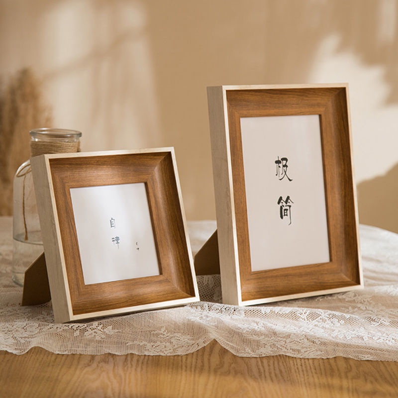 Khung Ảnh Đôi Thiết Kế Sáng Tạo Dùng Trang Trí Nhà Cửa♡⊕♞○Bộ Khung Ảnh Để Bàn Bằng Gỗ Trơn 5 Inch 6 Inch 7 Inch 8 Inch 10 Inch A4 Plus Tiện Dụng
