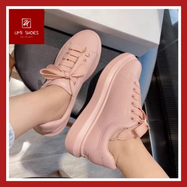 [LOẠI DA MỀM]Giày thể thao nữ MCQ nâng đế cao 3cm màu hồng/đỏ/xanh hot hit cá tính đơn giản giá rẻ đi học đi mưa đi chơi | BigBuy360 - bigbuy360.vn